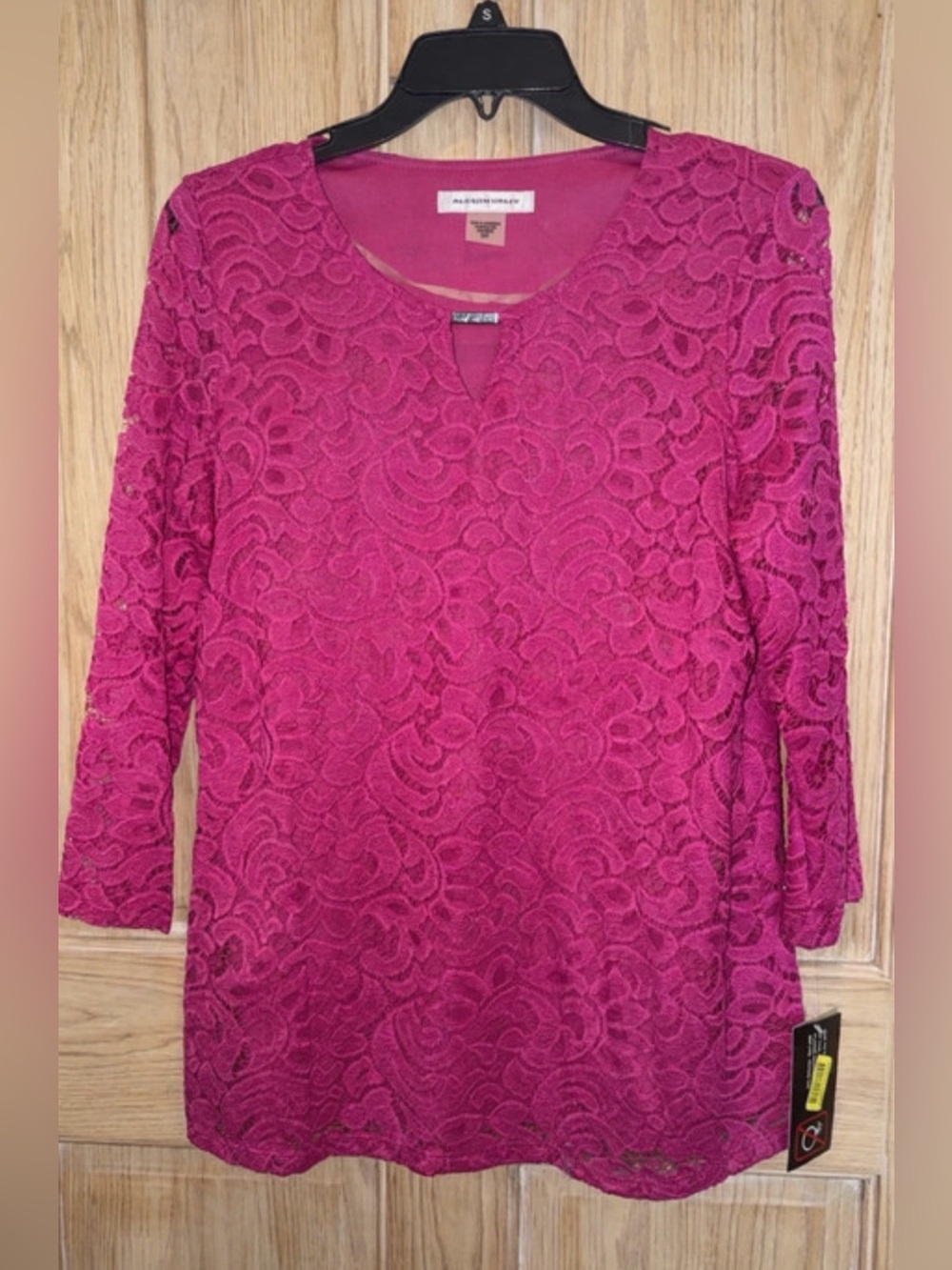Allison Daley Magenta Lace Overlay Tunic Top